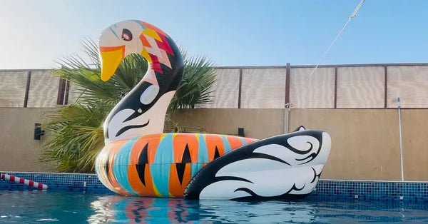 Colorful Swan Ride-On Float Inflatable