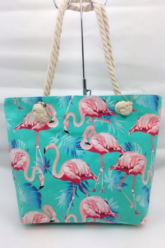 BLUE FLAMINGO BEACH BAG