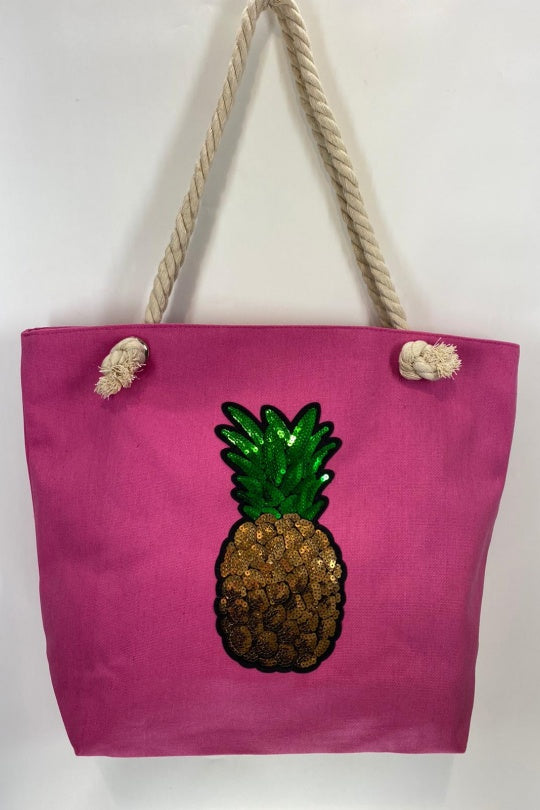 PINK PINEAPPLE   BEACH BAG