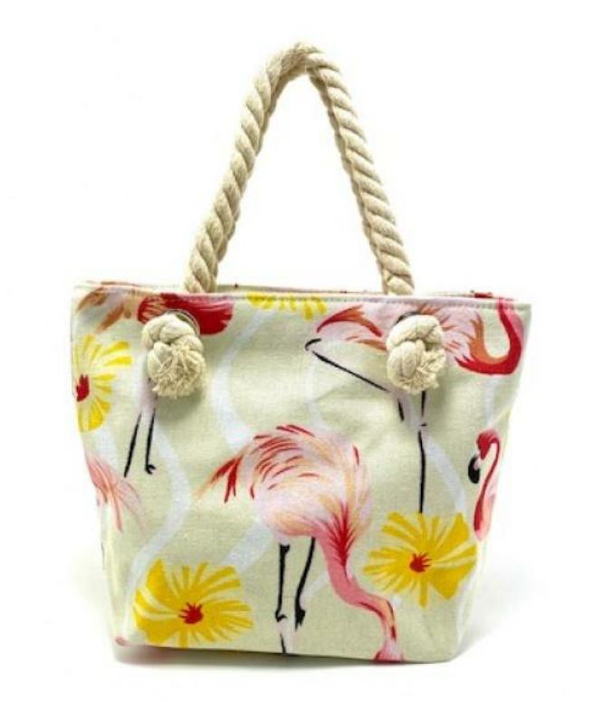 FLAMINGO FLOWER BEACH BAG