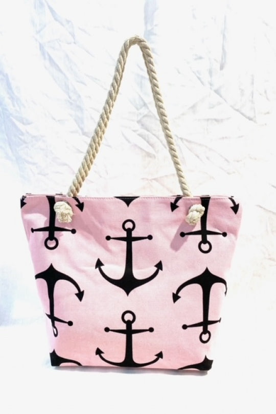 PINK ANCHOR BEACH BAG
