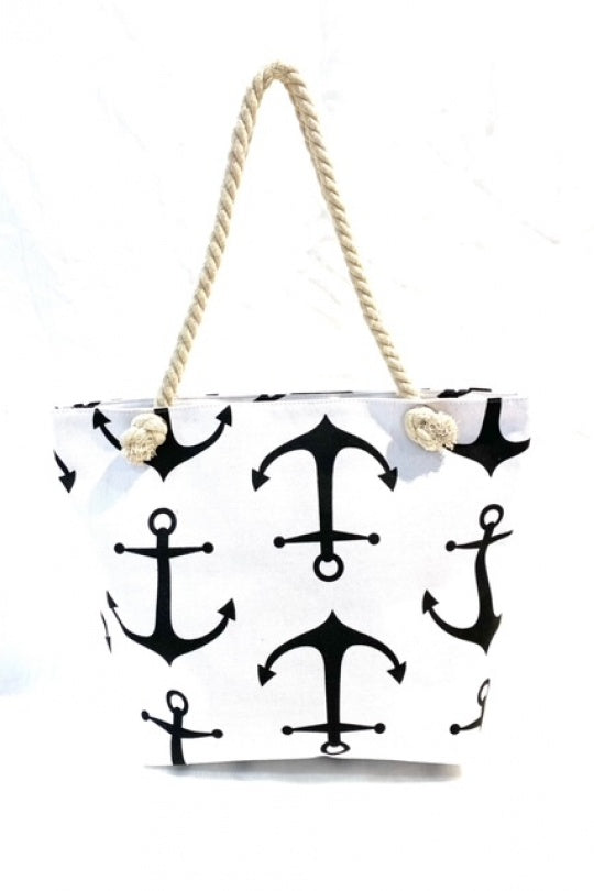 WHITE ANCHOR B BEACH BAG