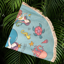 Load image into Gallery viewer, MERMAID DOLPHIN ROUND TOWEL

