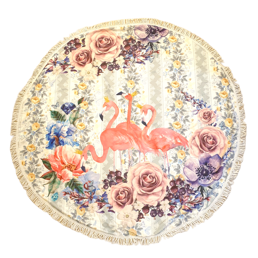 FLAMING WHITE ROUND TOWEL