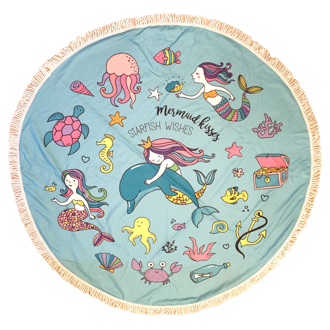 MERMAID DOLPHIN ROUND TOWEL