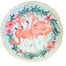Load image into Gallery viewer, FLAMINGO BLUE ROUND TOWEL
