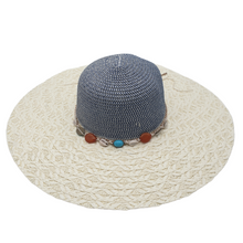 Load image into Gallery viewer, SHELL STRAW BEACH HAT
