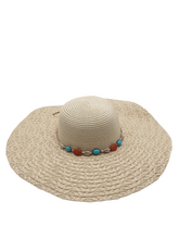 Load image into Gallery viewer, SHELL STRAW BEACH HAT
