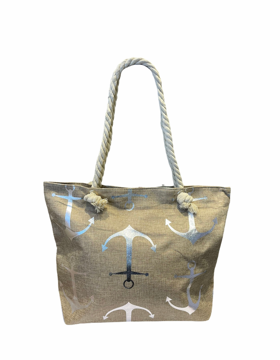 BEIGE ANCHOR BEACH BAG