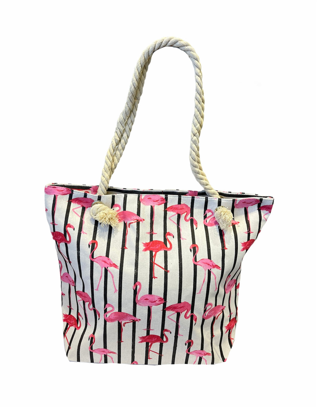FLAMINGO BLACK LINES BEACH BAG